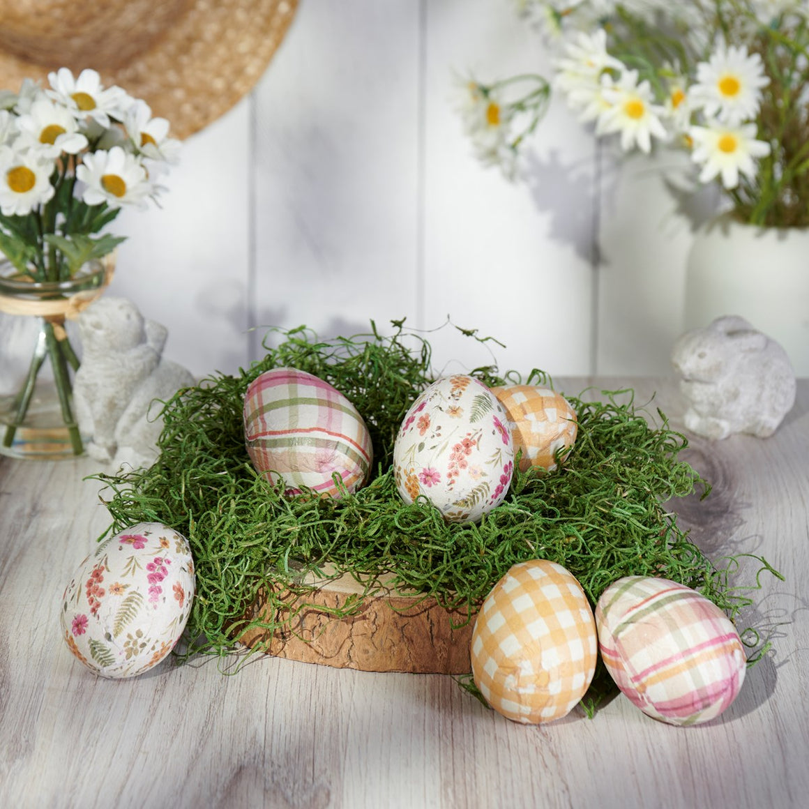 Gingham Wooden Eggs