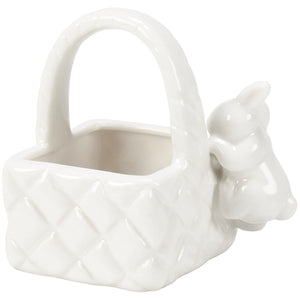 Square Bunny Basket Figurine Square Bunny Basket Figurine - Stoneware