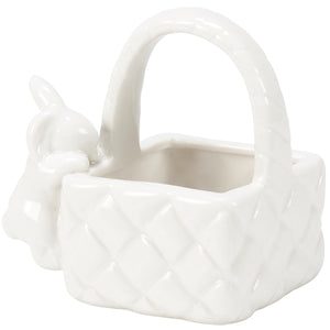 Square Bunny Basket Figurine Square Bunny Basket Figurine - Stoneware