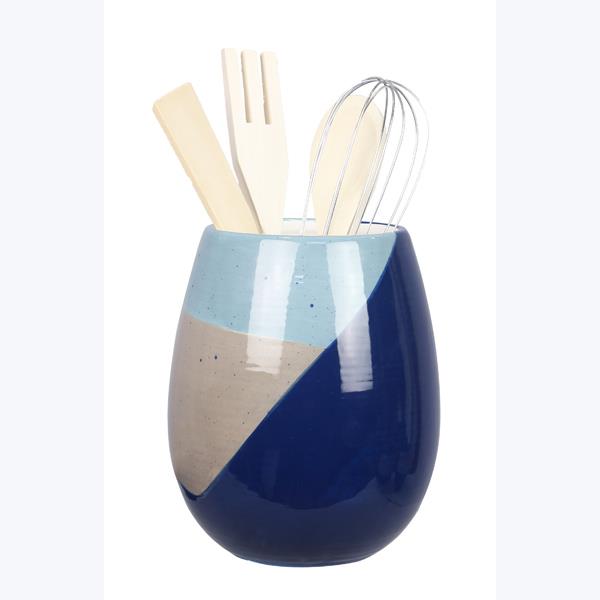 CERAMIC ARTISTIC BLUE TOOL HOLDER WITH TOOLS