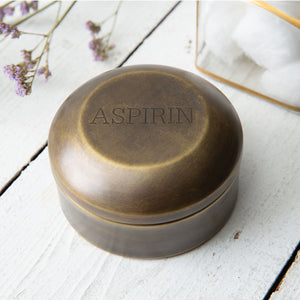 Antique Brass Aspirin Pill Box