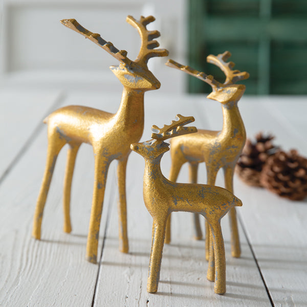 Golden Reindeer Figurines