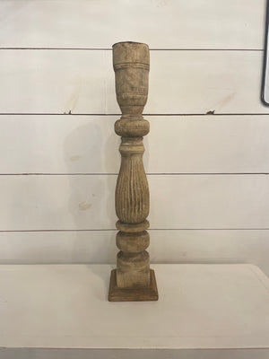 Found Carved Mango Wood Pillar Holder (Holds 3" Pillar) (Each One Will Vary)