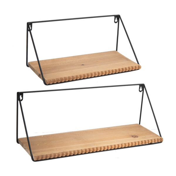 Wood Beaded Edge Wall Shelf