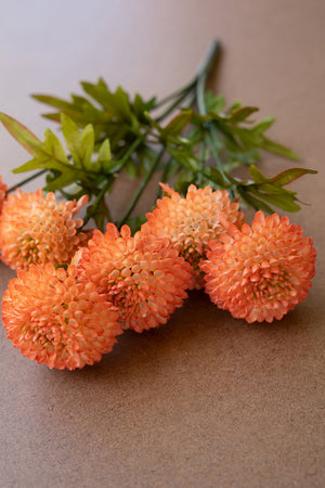 Bundle of 7 Artificial Orange Ball Dahlias