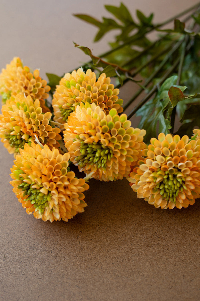 Bundle of 7 Artificial Yellow Ball Dahlias