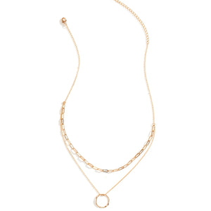 Delicate Double Appeal Ring Necklace-Gold