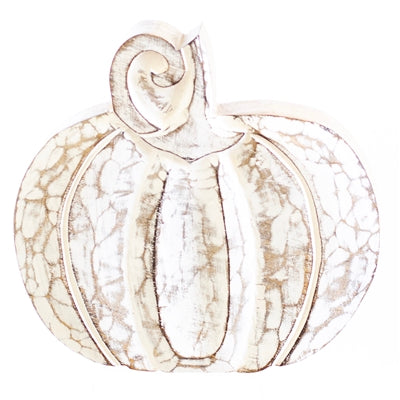 White Washed Wooden Pumpkin