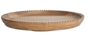 Mango Wood Lazy Susan w/ Scalloped Edge