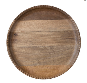 Mango Wood Lazy Susan w/ Scalloped Edge