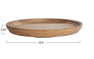 Mango Wood Lazy Susan w/ Scalloped Edge