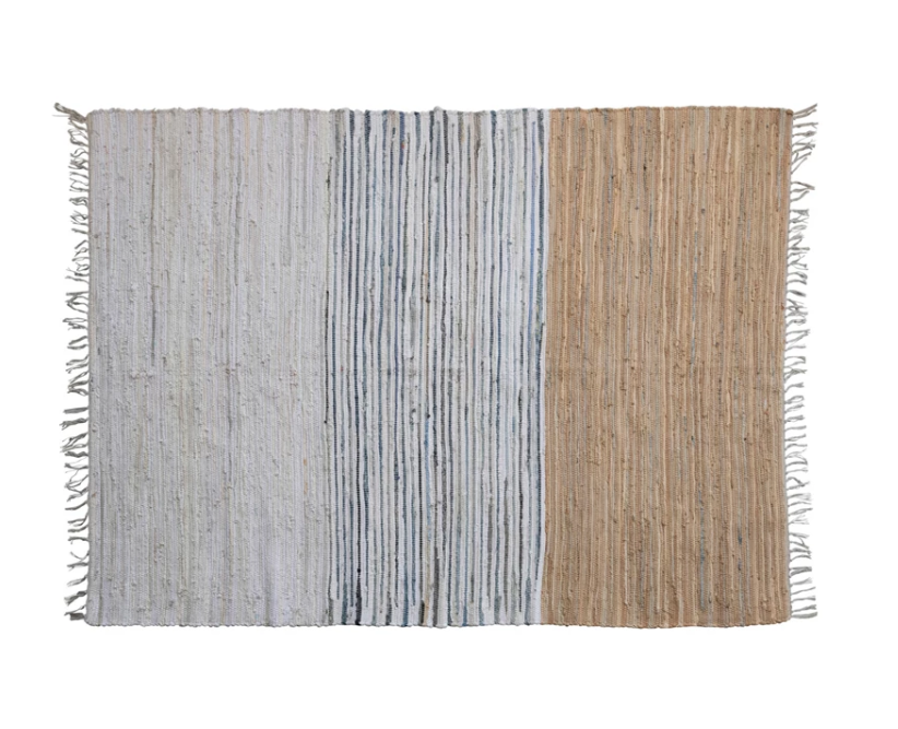 5' x 7' Woven Cotton Chindi Rug w/ Fringe