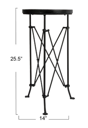 Black Metal Table w/ Wood Top