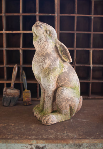 Faux Concrete Rabbit with Head Up