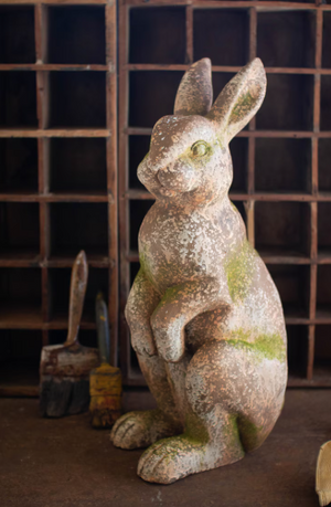 Faux Concrete Rabbit with Head Forward