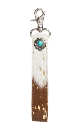 Concho Delight Key Fob in Brown & White