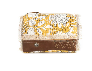 Golden Prairie Leaf Clutch Pouch