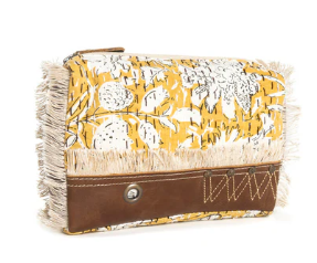 Golden Prairie Leaf Clutch Pouch