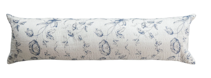 36"L x 10"H Cotton & Linen Printed Lumbar Pillow (Each One Will Vary)