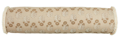 Taupe Block Print Bolster Pillow