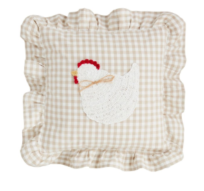 Gingham Crochet Chicken Pillow