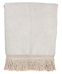 Cream Tassel Throw Blanket