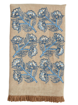 Cornflower Print Emb Towel