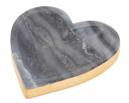 Gold Edge Marble Heart Tray