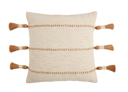 Square Woven Jute Tassel Pillow