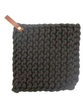 Crocheted Pot Holder with Leather Loop