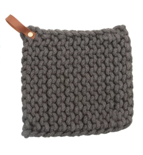 Crocheted Pot Holder with Leather Loop