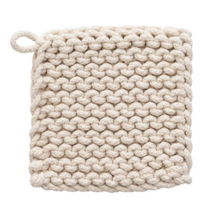 Cotton Crocheted Pot Holder, 4 Colors