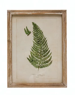 Wood Framed Glass Wall Décor with Fern Fronds Image