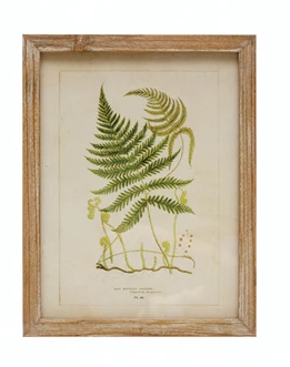 Wood Framed Glass Wall Décor with Fern Fronds Image