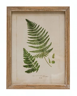 Wood Framed Glass Wall Décor with Fern Fronds Image