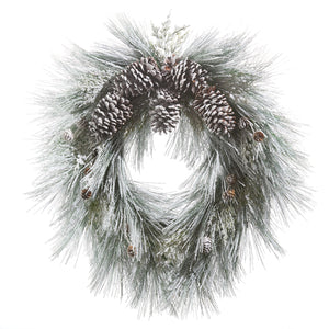 Snowy Long Needle Pine & Pinecone Wreath