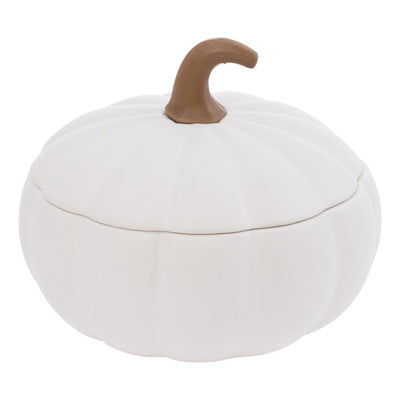 White Ceramic Lidded Pumpkin Dish