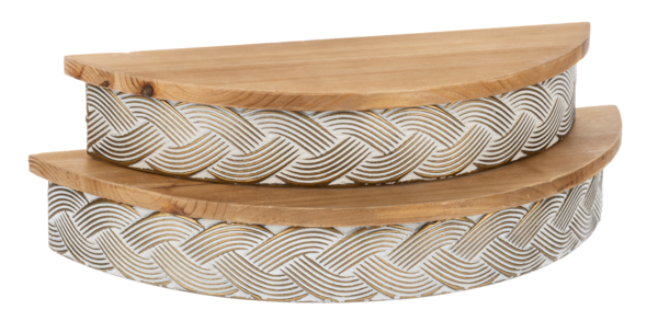 Braided Whitewash Gold Embossed Edge Wall Shelf