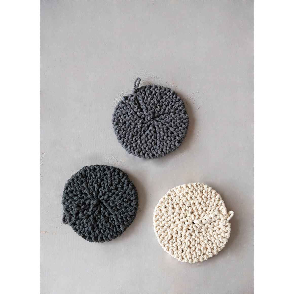 Cotton Crocheted Pot Holder, 3 Colors