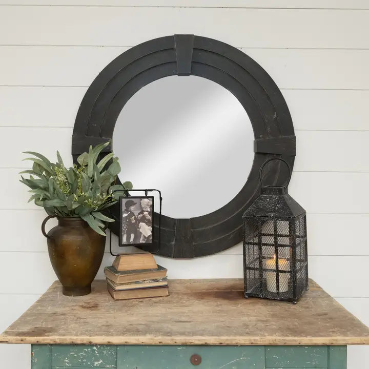 Round Black Wall Mirror 35.25"