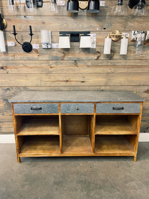 Wood with Galvanized Top Console Table