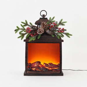 Fire Light Lantern w/Berry Sprig