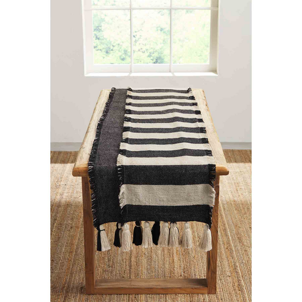 Ponchaa Black Stripe Table Runner