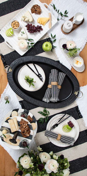 Ponchaa Black Stripe Table Runner