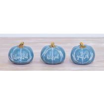 Gather, Blessed, Thankful Blue Pumpkin-Resin