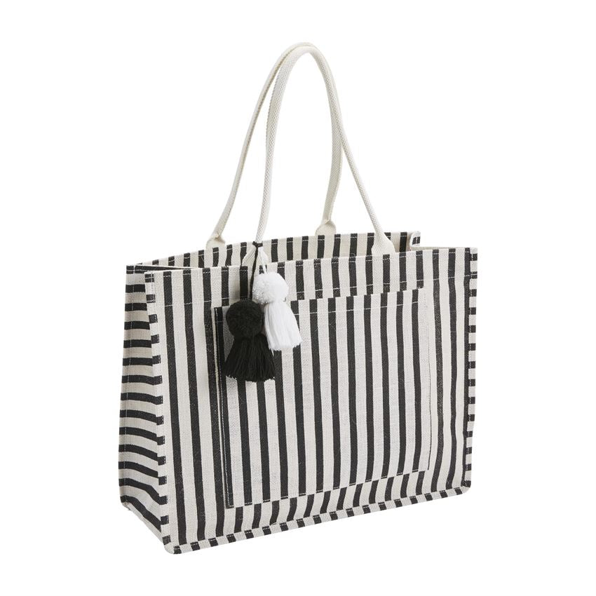 Mavin | COACH black and white stripe, brown leather trim, double straps purse  handbag