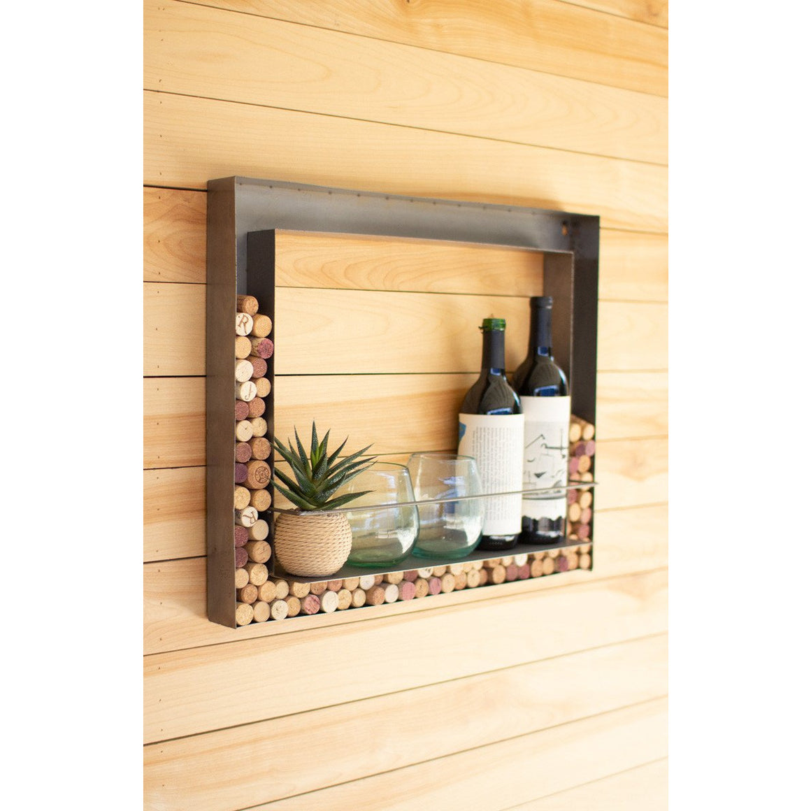 Metal Wall Bar and Wine Cork Holder