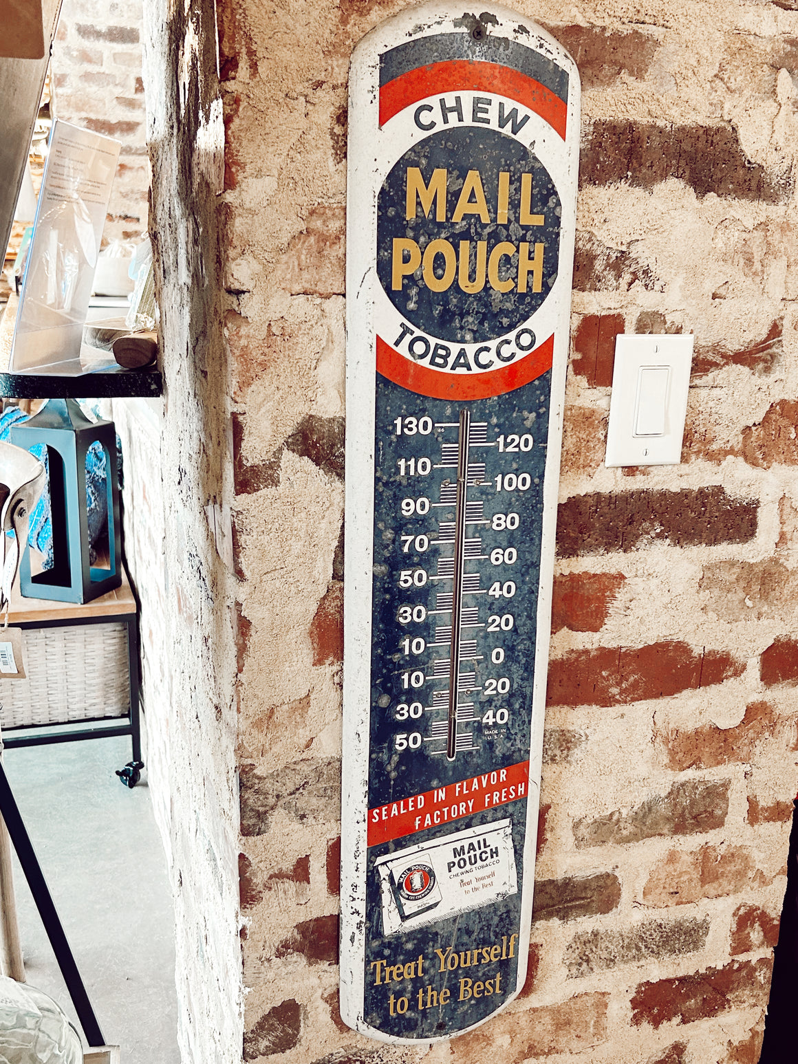 Mail Pouch Chew Tobacco Metal Thermometer