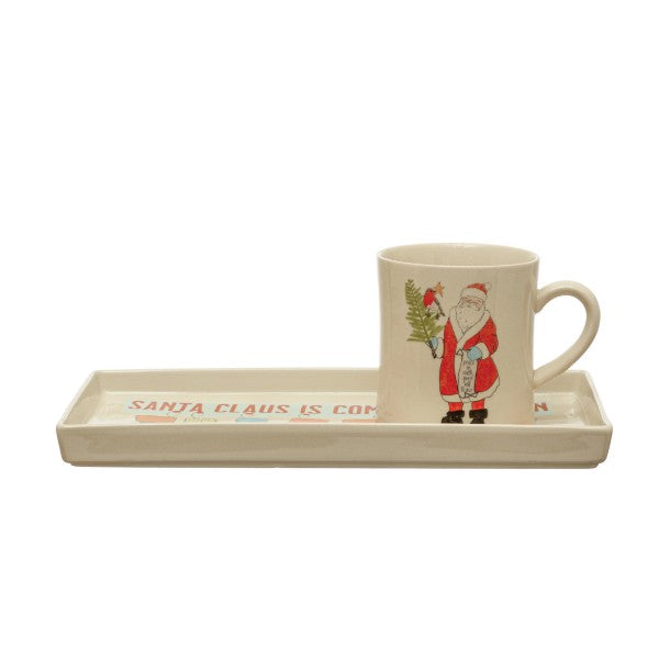 Santa Claus is Coming to Town Tray and Mug, Set of 2