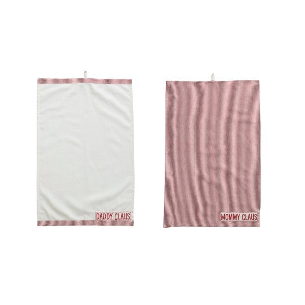 Cotton Tea Towel "Mommy/Daddy Claus", 2 Styles